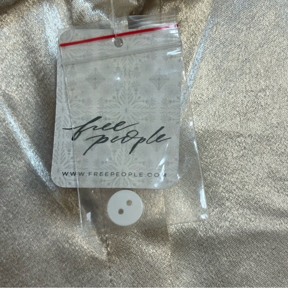 NWT Free People Women’s Satin Button Down Shirt Large Sand Beige Long Sleeve - Picture 5 of 8